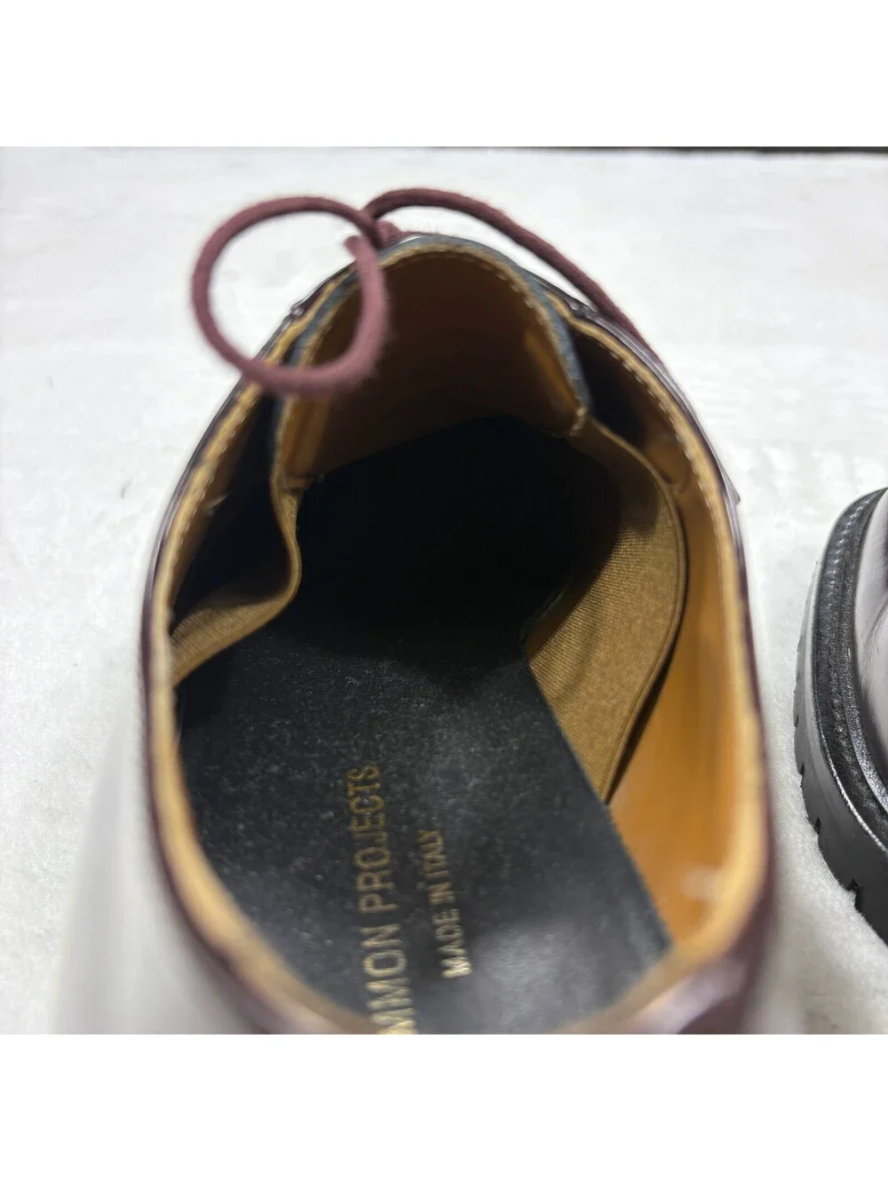Common Projects 2321 EU 42 Burgundy Leather Derby Lug Sole Shoes Made Italy